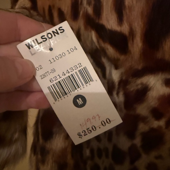 Wilsons Leather Leopard Print Rabbit Fur Bolero Jacket - Picture 5 of 5